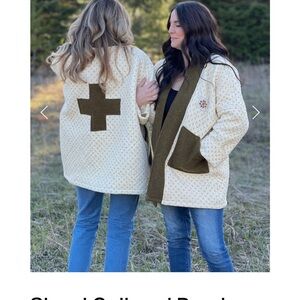 Watson and Mayberry Cozy Quilted Jacket in Cream and Olive